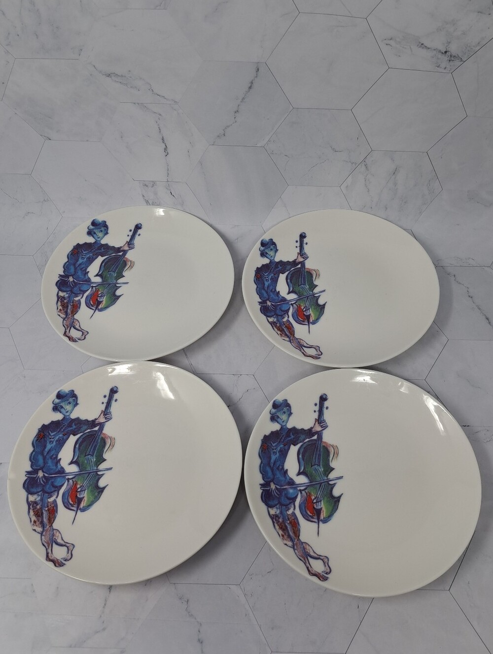 Marc Chagall The Triumph of Music  Metropolitan Opera Guild Plates 6" Set Of 4